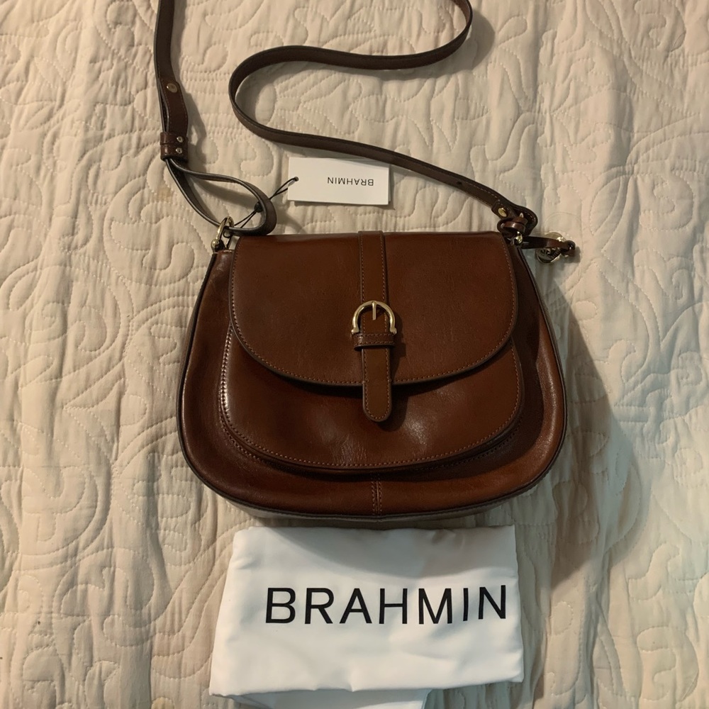 Brahmin Addilyn cognac saddle crossbody